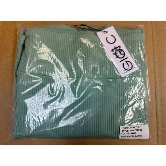 New Gigi C Hudson Rib Knit Tied Waist Skirt Skort XL Sage - Picture 2 of 6